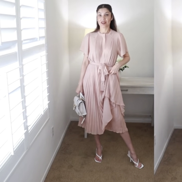 🏵️💚 Pleated Chiffon Dress - Picture 11 of 11